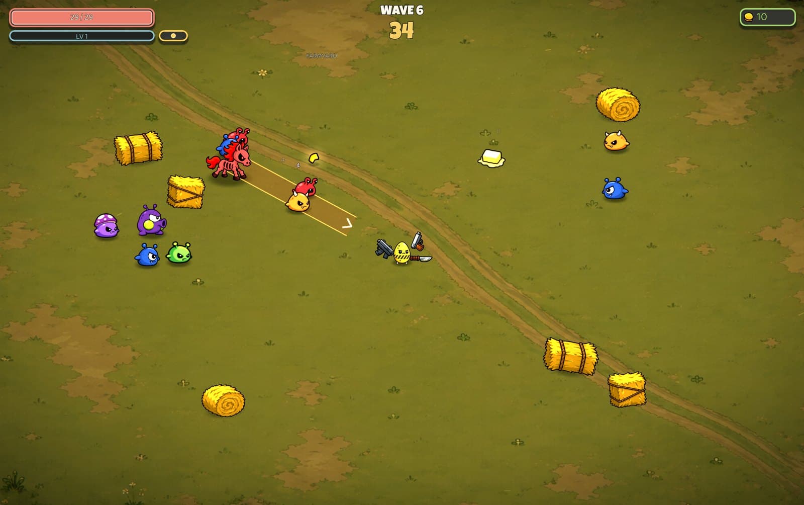 Farmyard: Hay bales block shots and bodies. Use them as cover - or don't.