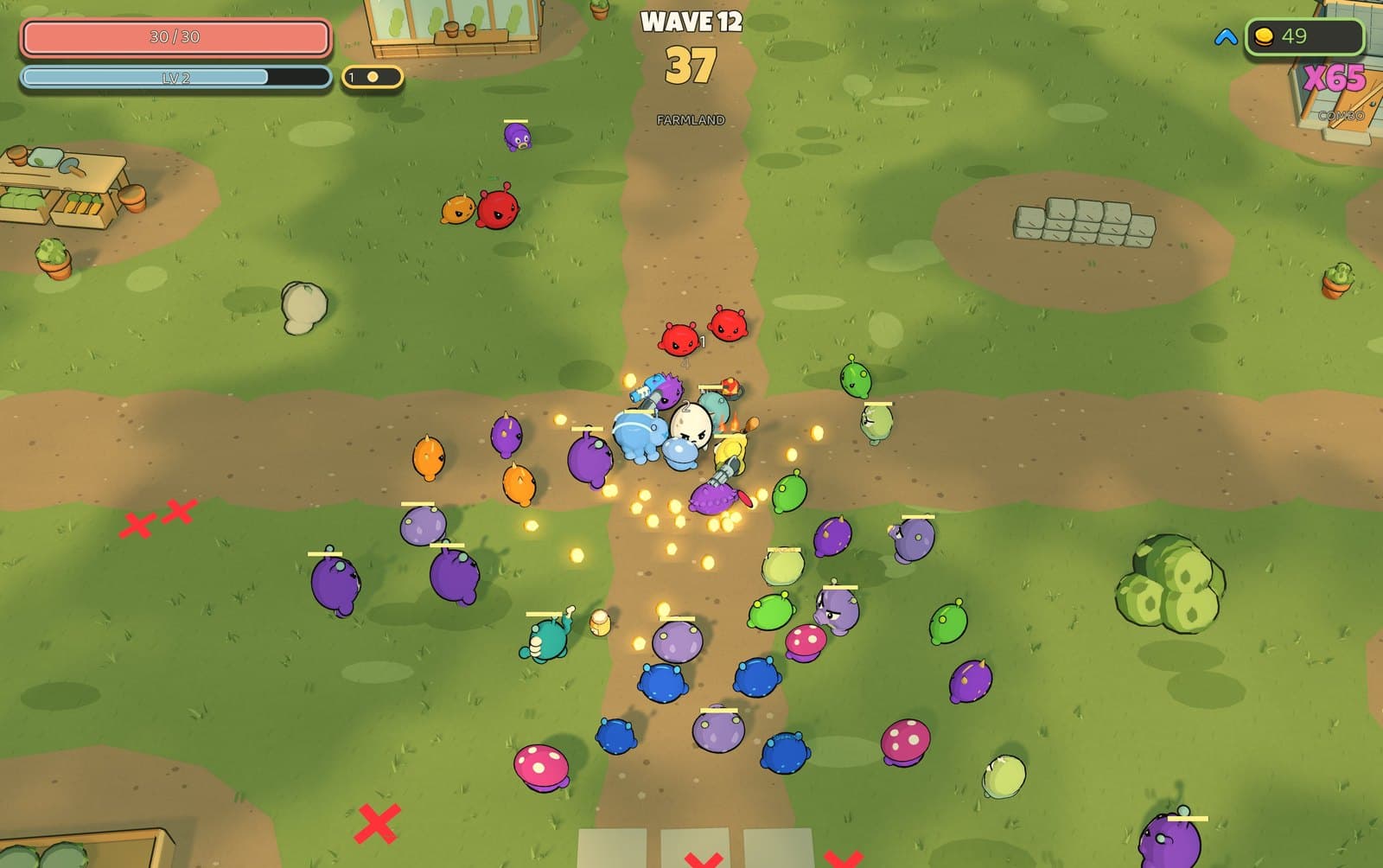 3D Survival on the Farmland with a crowd of aliens around the egg