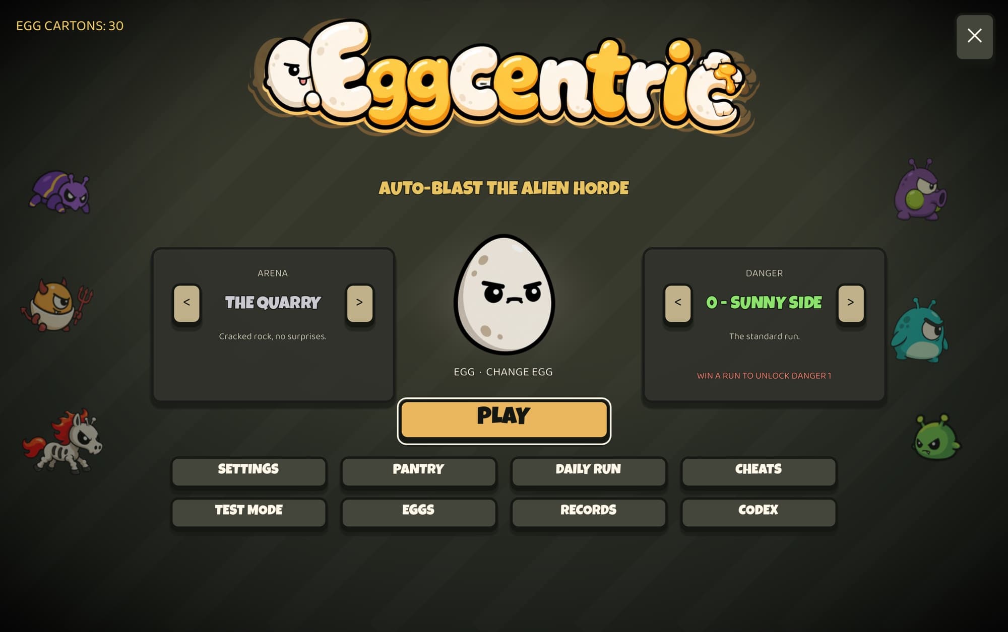 The Eggcentric title screen